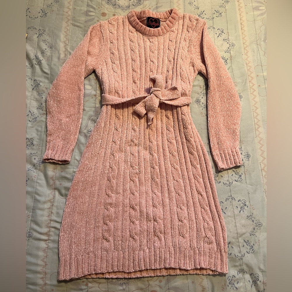 ❄️ Pink Knit Sweater Dress — Size Medium (10/12) 🎀